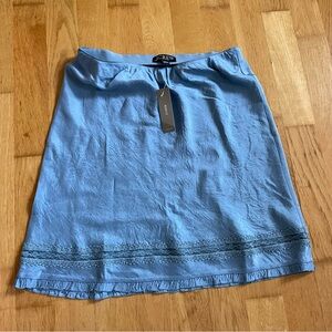 New with Tags JCrew Lace-trim slip skirt matte textured satin in Blue size XS
